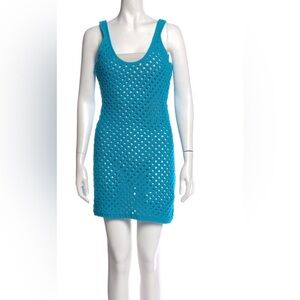 SOLID & STRIPED Blue Crochet Swim Coverup